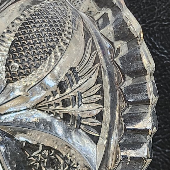 Mid-Century EAPG Imperial Glass Heart Shaped Candy/Nut Dish Signed Nucut Pattern - Picture 3 of 10